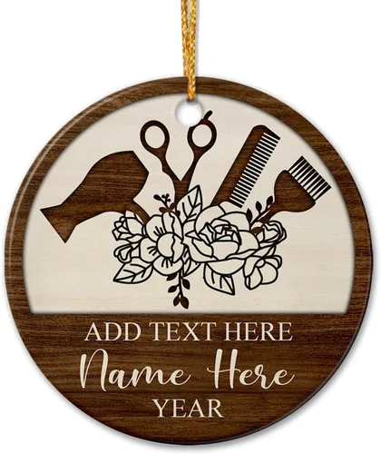 Vista 7 de Adorno de cerámica personalizado de asistente principal, adornos de Navidad del mejor asistente del mundo, texto personalizado, año y nombre de Papá