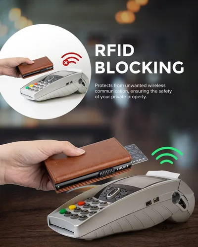 Vista 5 de VULKIT Cartera con bolsillo para monedas, cierre magnético, con ventana de identificación, billetera de cuero para efectivo y tarjetas de crédito