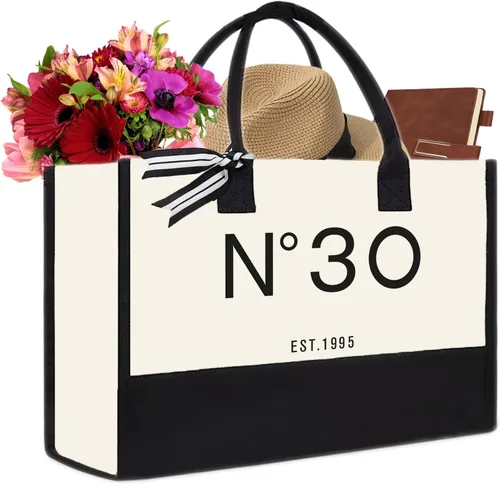 Vista 14 de 30th/40th/50th/60th/70th Birthday Gift Canvas Tote Bag for Women, Keepsake Beach Bag Party Birthday for Her