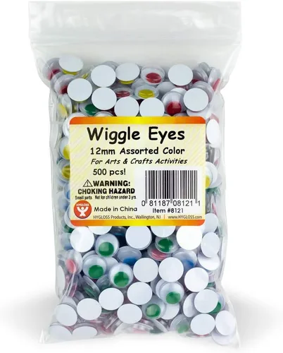 Vista 6 de Hygloss Productos Ojos Googly Eyeball de plástico - Ideal para artes y manualidades - No adhesivo - Pegar - Negro - Tamaño 0.394 in - Paquete