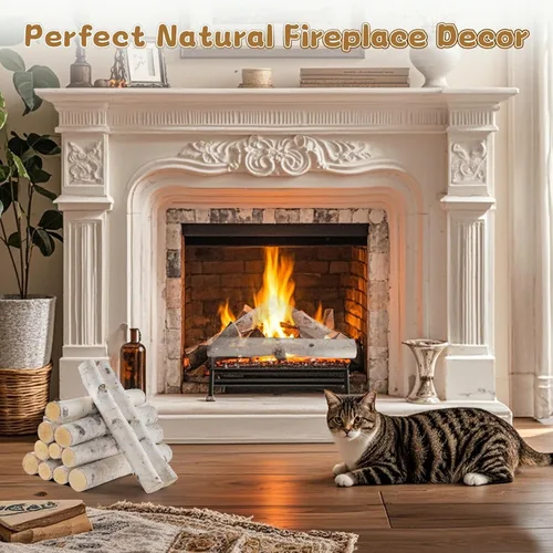 Vista 4 de Paquete de 12 troncos de abedul para decoración de chimenea, ramas de madera de abedul decorativas naturales