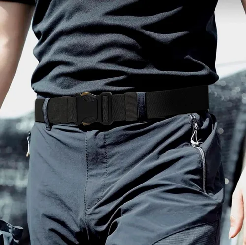 Vista 6 de Voenkca Cinturón táctico para hombre, cinturón de trabajo de malla de senderismo militar