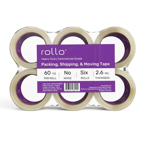Vista 4 de Rollo Cinta de embalaje sin ruido, cinta de envío silenciosa de 60 yardas x 2 pulgadas de ancho x 2.6 mil de grosor (6 rollos de repuesto), cinta