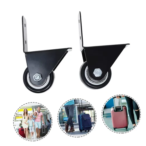Vista 9 de Housoutil Rueda de muebles para maleta, 2 piezas, ruedas resistentes, marco de acero, rueda giratoria para equipaje para fácil rodamiento
