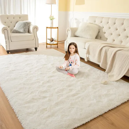 Vista 46 de Softlife Alfombra naranja para dormitorio, alfombra de felpa esponjosa para sala de estar para niñas, alfombra lanuda para niños, alfombra suave