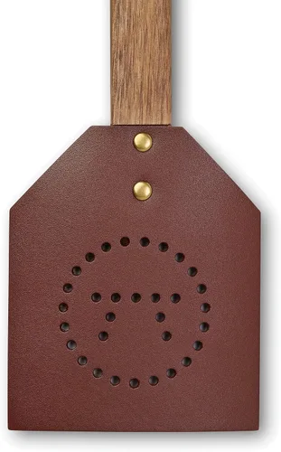Vista 7 de Outset 76616 Matamoscas de madera de acacia y cuero estilo amish, 17.5 pulgadas, marrón