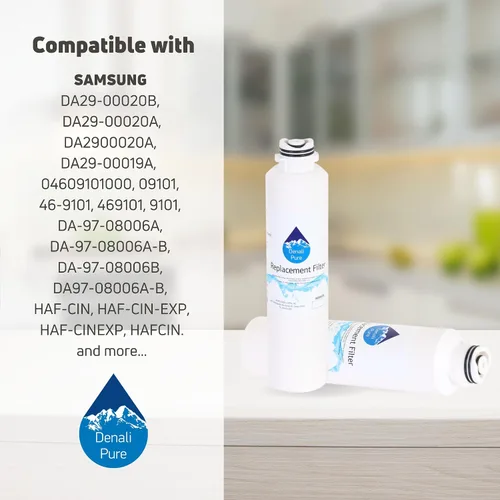 Vista 9 de Paquete de 3 filtros de agua de repuesto para refrigerador Samsung RF260BEAEBC, compatible con Samsung DA29-00020B, DA29-00020A, cartucho de filtro