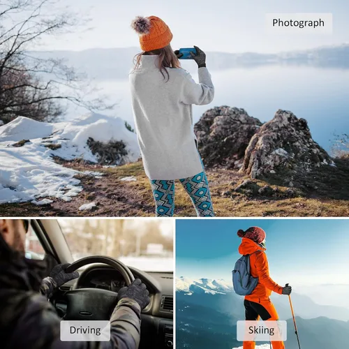 Vista 7 de Guantes de ciclismo cálidos de invierno para hombre, pantalla táctil térmica, ligeros, para clima frío, delgados, resistentes al viento, para mujer