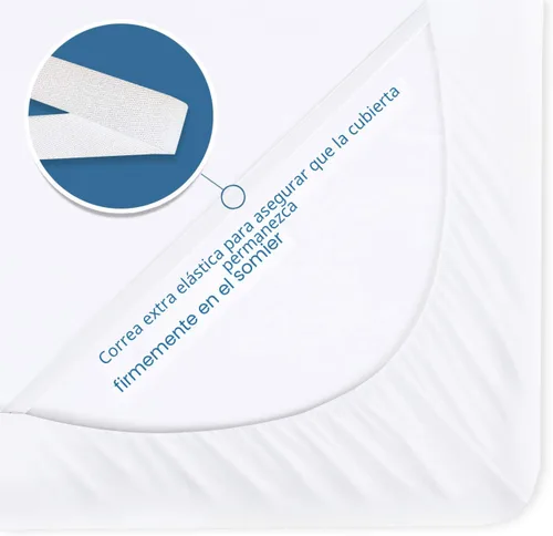 Vista 3 de Funda de somier tamaño Queen con material tejido suave y elástico, solo cubre lados, alternativa para falda de cama, resistente a las arrugas y a
