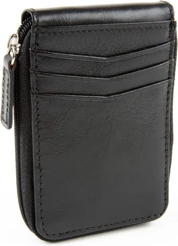 Vista 7 de Cartera RFID con bolsillo con cremallera para hombre, Negro -, Cremallera interior de fibra de carbono Id