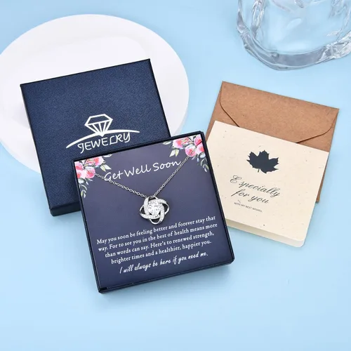 Vista 3 de EPIRORA Get Well Soon Gifts for Women- Cancer Illness Surgery Recovery Gifts, Sick Friend Gift, Meaningful Love Knot Pendant Necklace Jewelry Gift
