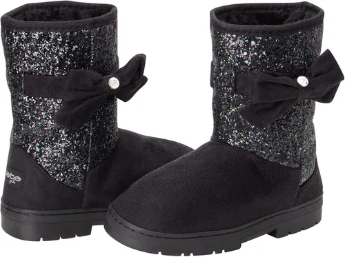 Vista 3 de bebe Botas de invierno de microgamuza para niñas con logotipo y lazo adornados con diamantes de imitación