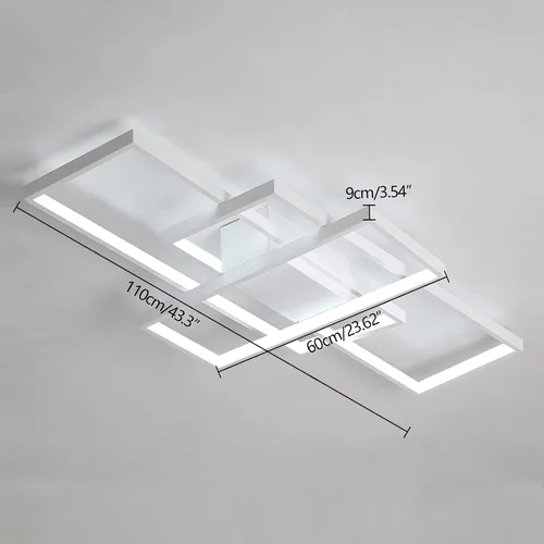 Vista 4 de OUKANING Lámpara de techo LED moderna de 43 pulgadas, lámpara geométrica de montaje empotrado, lámpara de 3 colores con control remoto, lámpara