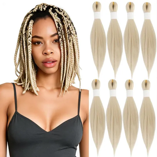 Vista 54 de Cabello trenzado burdeos, 10 pulgadas, 4 paquetes Cabello preestirado, trenzas de ganchillo cortas y rectas, textura Yaki, fibra sintética