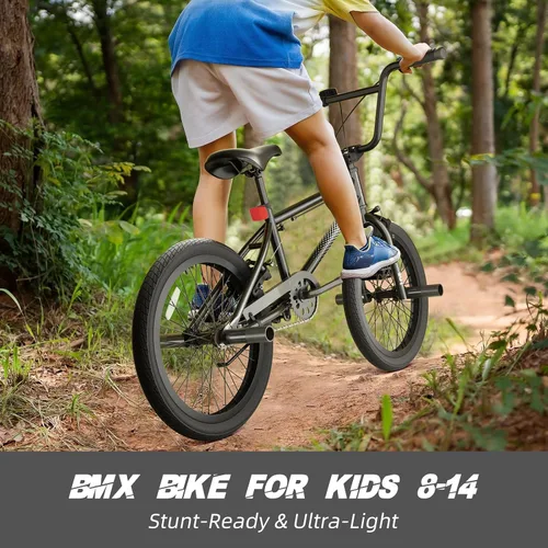 Vista 2 de 67i - Bicicleta BMX para niños de 18/20 pulgadas, bicicleta para niños de 8 a 12 años con freno U delantero y trasero, asiento ajustable, horquilla