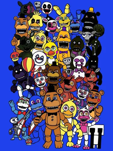 Vista 2 de Five Nights at Freddy's - Camiseta estampada para niños, Azul Patchwork, XS