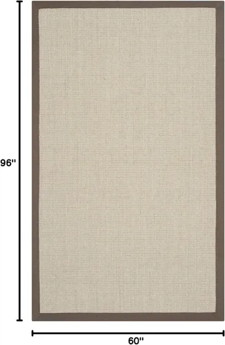 Vista 135 de Alfombra de sisal Safavieh, de color maíz y negro, tejida a mano, de la colección de fibras naturales; 5 x 8 pulgadas, NF441A, Tela, Gris / Gris