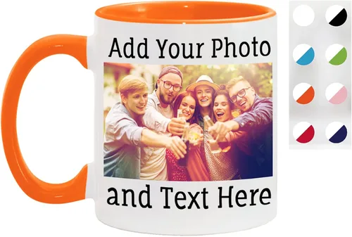 Vista 15 de Taza de café personalizada, taza de café personalizada, taza de cerámica negra de 11 onzas con texto o logotipo, regalo personalizado de doble cara