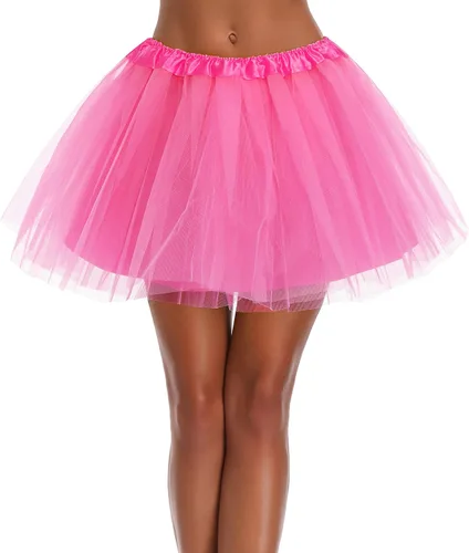 Vista 7 de Falda tutú de tul elástica clásica de 3, 4, 5 capas para mujer, adolescente, adulta Negro (3layer-Black)