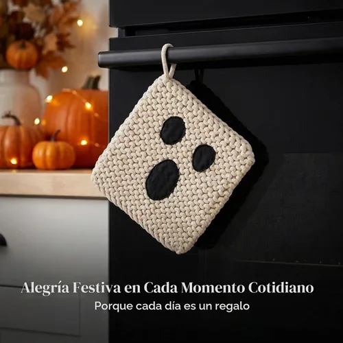 Vista 6 de Mud Pie Soporte para ollas de Halloween fantasma, almohadilla caliente
