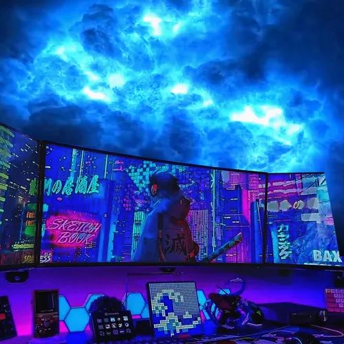 Vista 10 de FUSLITE Luz LED 3D Thundercloud, luces de nube de techo con control remoto, kit de bricolaje, nubes LED para techo, sala de juegos, dormitorio
