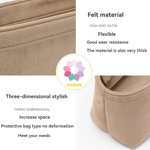 Vista 3 de Organizador de bolso de terciopelo suave para lv Carryall PM, negro Beige