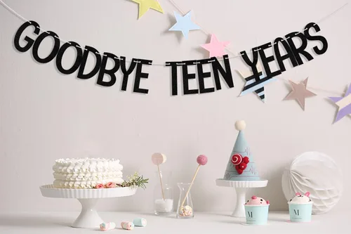 Vista 3 de Cartel de "Goodbye Teen Years", decoraciones de cumpleaños número 20 y fabuloso, suministros de decoración de fiesta de aniversario de 20 años