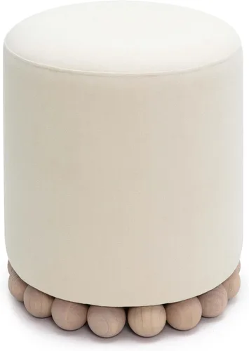 Vista 4 de Tov Furniture Dex - Otomana de tela reciclada en crema