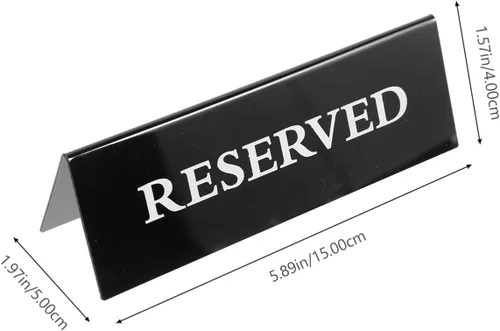 Vista 3 de SOLUSTRE Señales de mesa reservadas de acrílico para sillas de boda de restaurante, 2 uds