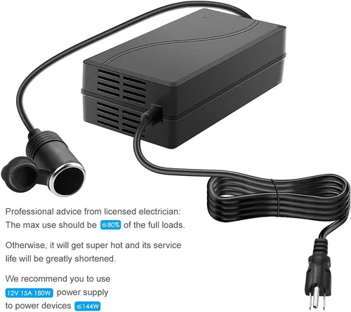 Vista 7 de SHNITPWR Adaptador de convertidor de CA a CC 110 V a 12 V Convertidor 180 W 15 A encendedor de cigarrillos de coche enchufe 100 ~ 240 V CA a CC 12