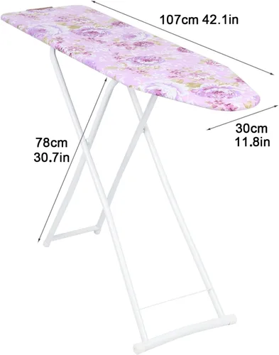 Vista 7 de cdar Tabla de planchar plegable mejorada 2024, buena altura de carga ajustable, tabla de planchar de madera y hierro, borde liso, tabla de planchar