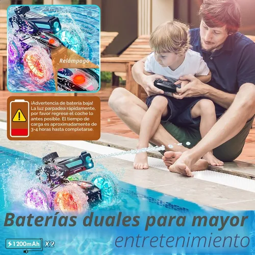 Vista 5 de Lehoo Castle Auto de control remoto anfibio, autos RC 4WD para niños de 8 a 12 años con pistola de agua, barco de control remoto para niños