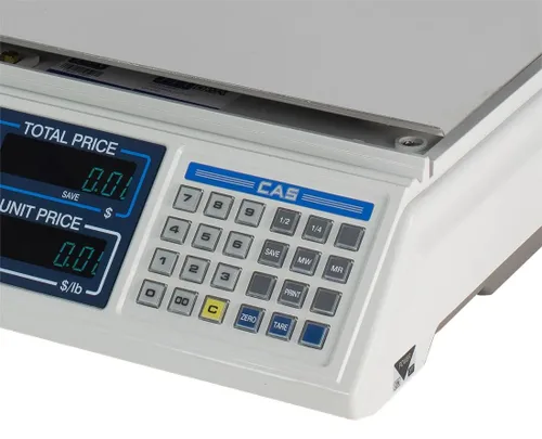 Vista 4 de CAS S-2000-30 Báscula electrónica de cálculo de precios, capacidad de 30 libras, rango único, báscula comercial de alimentos certificados por NTEP