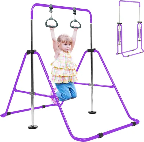 Vista 7 de Gymanstics - Barras para el hogar con anillos para niños y niñas, juego de regalo de entrenamiento de gimnasia, barra de entrenamiento plegable
