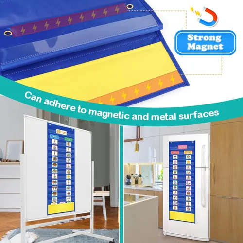 Vista 3 de Torlam Tabla de horario visual para niños, tabla de tareas de bolsillo, tablas de rutina matutina y nocturna para niños pequeños, tabla