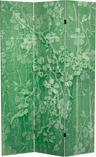 Vista 8 de Oriental Furniture - Divisor de habitación de lona verde oliva de doble cara de 6 pies de alto Oliva Verde