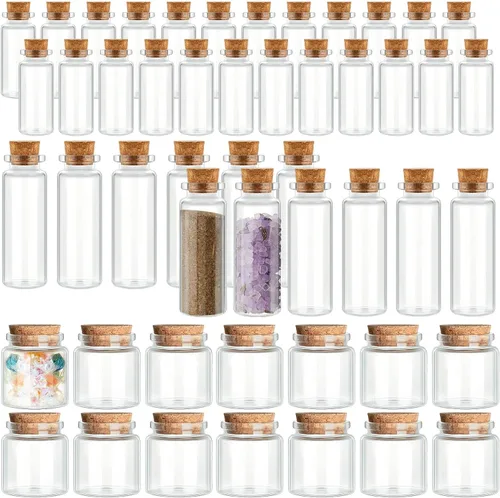 Vista 12 de Patelai 100 tarros pequeños de vidrio con tapas de corcho, mini botellas de poción a granel, pequeños frascos de hechizos para manualidades