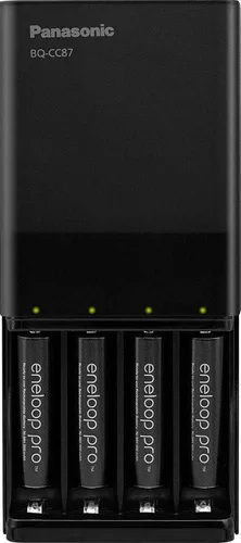 Vista 4 de Panasonic Eneloop pro - Cargador de batería + pilas recargables Eneloop AA (paquete de 8)