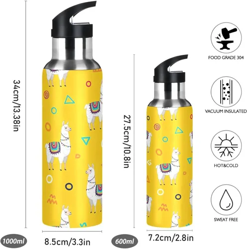 Vista 2 de Botella de agua de acero inoxidable aislada al vacío de 32 onzas, botellas de agua a prueba de fugas para gimnasio, viajes al aire libre, escuela