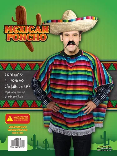 Vista 2 de Bristol Novelty AC560 - Poncho mexicano para adulto talla única