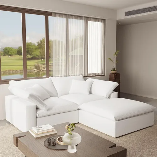 Vista 45 de Sofá modular modular con asiento profundo extra cómodo, sofás modernos negros para sala de estar, apartamento, oficina, espacio pequeño