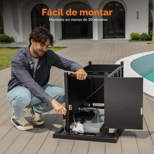 Vista 8 de BALI OUTDOORS - Mesa rectangular de gas propano para hoguera (42 pulgadas, 60.000 BTU)