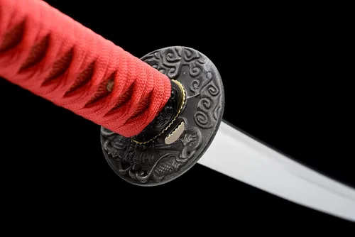 Vista 3 de Espada samurai hecha a mano, acero al carbono 1060, muy afilada, juego de Katana real (negro)