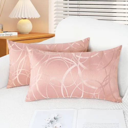 Vista 21 de CaliTime Fundas de Almohadas Decorativas Paquete de 2 Modernas Brillantes y Opacas Contraste Círculos Anillos de Acento Geométrico Fundas de Cojines
