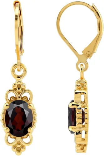 Vista 20 de Silvershake - Aretes de plata de ley 925 con piedra natal ovalada, 8 x 6 mm, acabado antiguo o bañados en oro amarillo, estilo balinés, con cierre