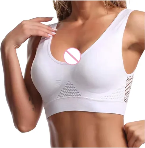 Vista 7 de Sujetador deportivo para mujer, de alto soporte, cobertura completa, sin varillas, talla grande, cómoda, para dormir, gimnasio, ropa deportiva