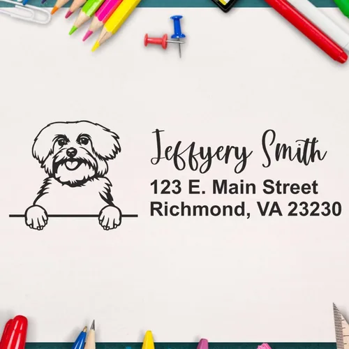 Vista 60 de American Bulldog Stamp Duo, Custom Return Address for Dog Lovers, Personalized Mail Mark for Letters and Cards