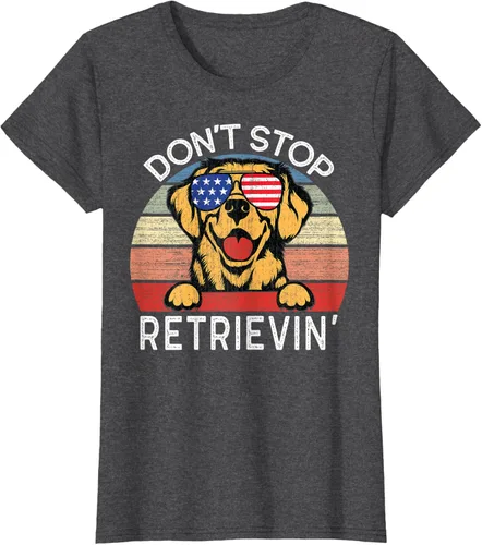 Vista 6 de Don't Stop Retrievin' Golden Retriever Dog Camiseta, Negro
