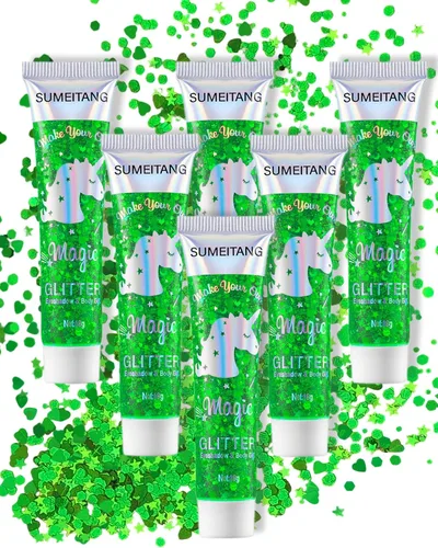 Vista 16 de Gel con purpurina para la cara y el cuerpo, 6 colores, con lentejuelas gruesas holográficas, pintura para fiestas, cantantes, conciertos, festivales