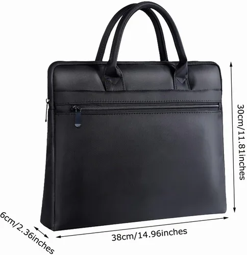Vista 2 de Bolsa de documentos con asa Oxford impermeable para hombre, bolsa de mano para llevar archivos de papel, color negro